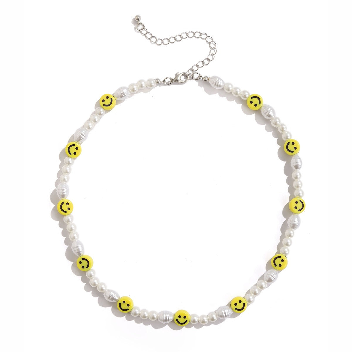 Smiley Face Beaded Pearl Necklace
